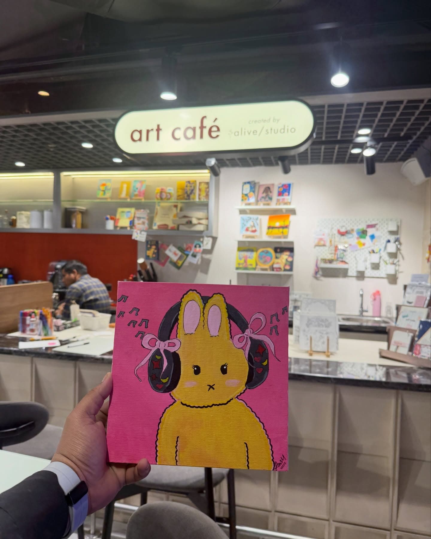 Art cafe activity table in action