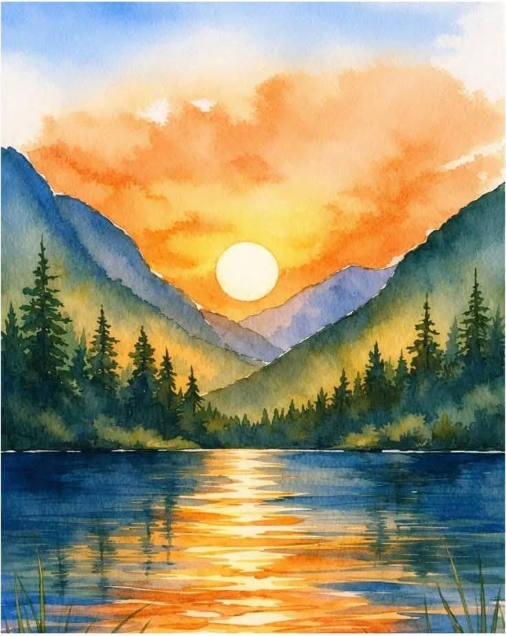 Paint a Watercolor Sunset