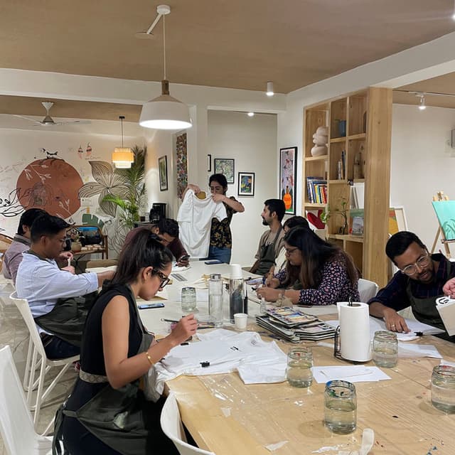 Adult art workshop session