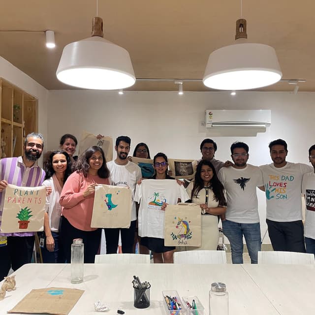 Team tote bag painting — finished artworks