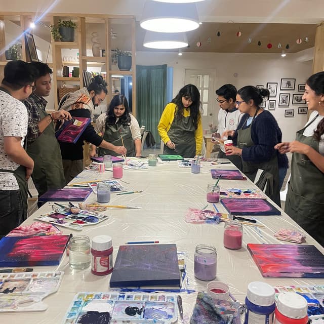 Canvas painting session in progress