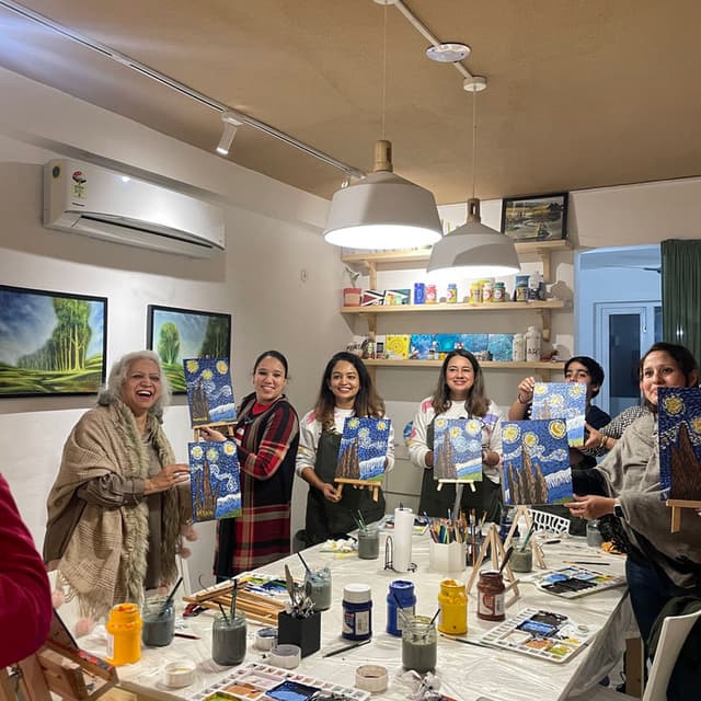 Starry Night group painting celebration
